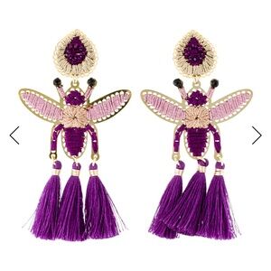Mercedes Salazar Purple and Gold Bee Tassel Earrings